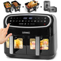 Digital Family Size Air Fryer with Triple Drawers, Dual Zone and Dishwasher-Safe Non-Stick Basket